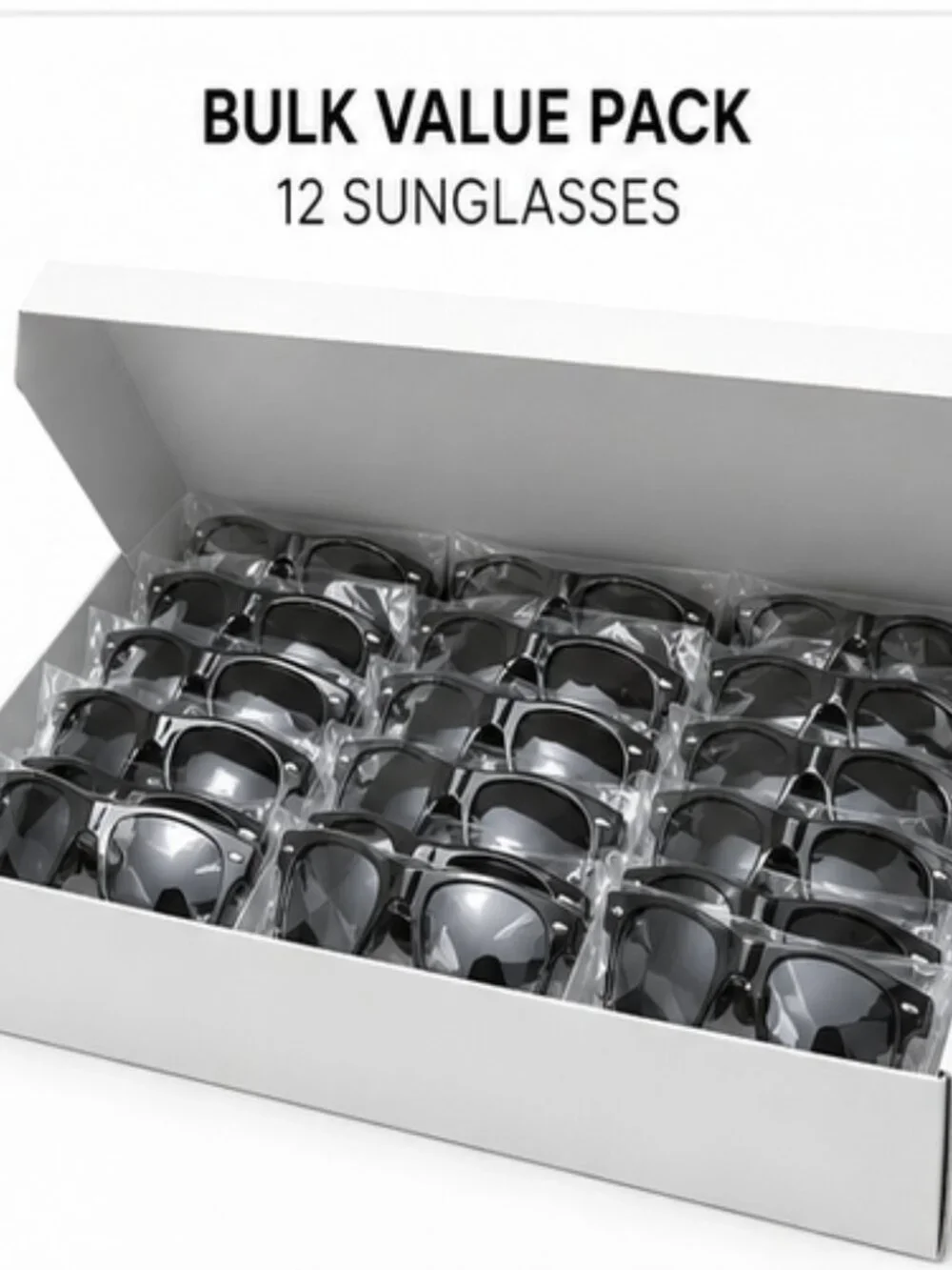 12 Pack Black Sunglasses Bulk Party Favors Retro Black Sunglasses UV400 Unisex